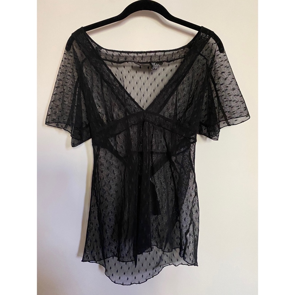 New York & Company Black Lace Top Size Medium